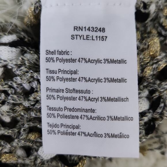 Anthropologie Moth Women's Cream Sweater Poncho Size Med Cropped Boxy Stripes - Picture 8 of 11